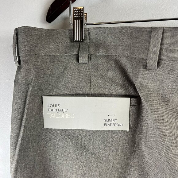 Louis Raphael Men's Flat Front Dress Pants Slim Fit 38W 30L Taupe - Picture 6 of 11